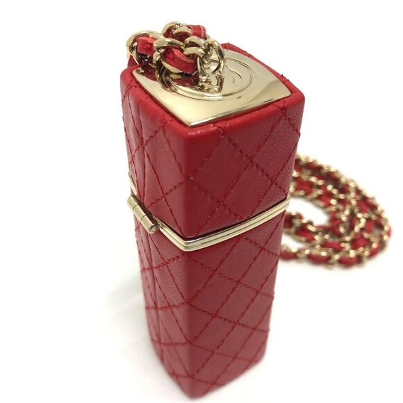 CHANEL CC Mark CC Lip case ChainShoulder Accessory case Leather Red/GoldHardware - Picture 11 of 11